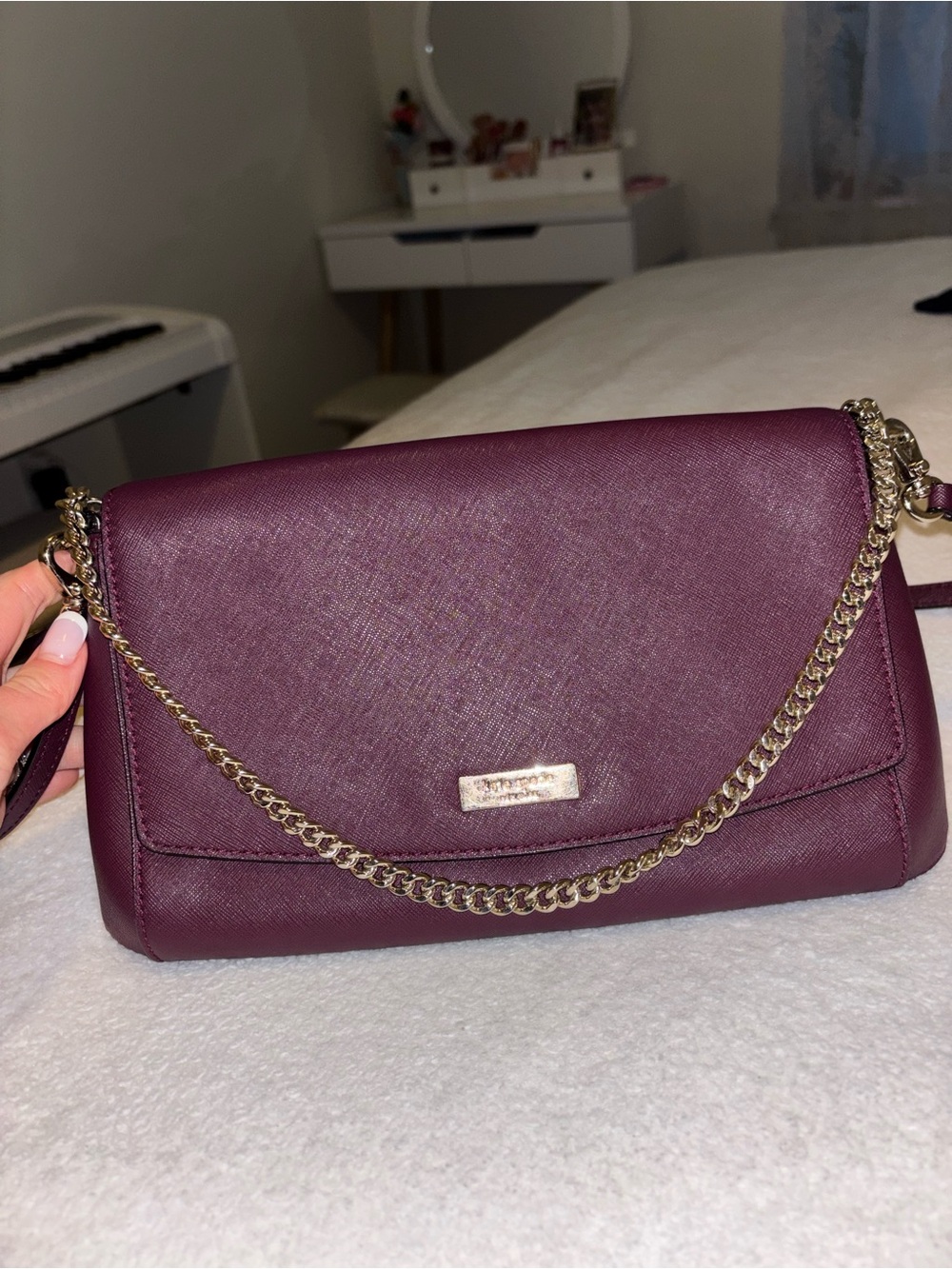Kate Spade Plum Chain-Trim Crossbody Bag